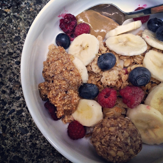 My favorite bowl of oats, always with a spoonful of nut butter. Always. 